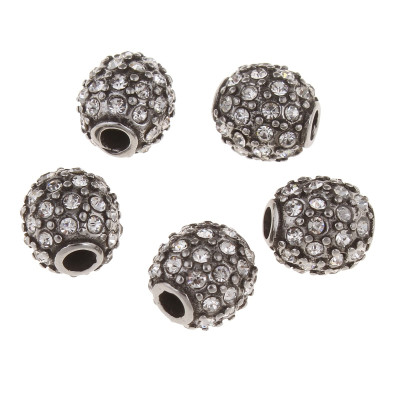 Bead oval of surgical steel with chatons