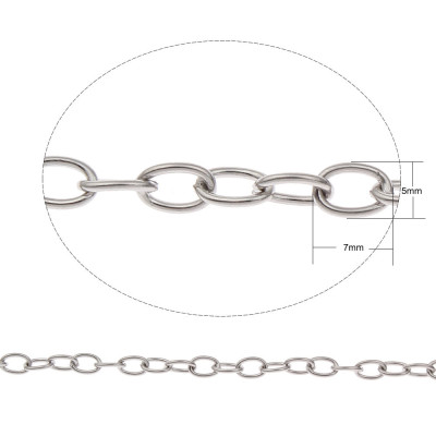 Oval chain 7 x 5mm surgical steel