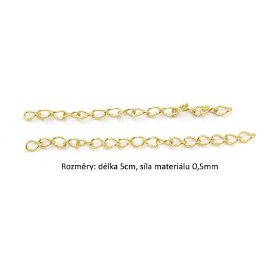 Extension chain without pendant made of surgical steel gold galvanized
