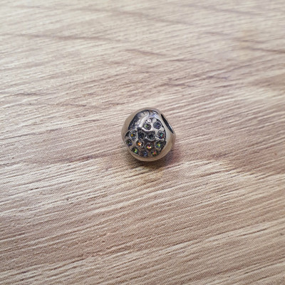 Bead with hearts in many color combinations surgical steel