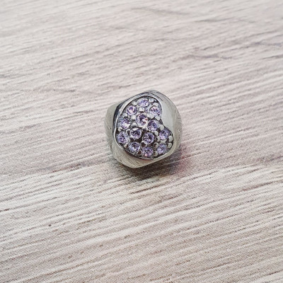 Bead with hearts in many color combinations surgical steel