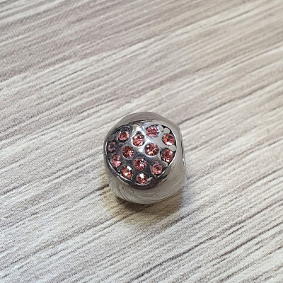 Bead with hearts in many color combinations surgical steel