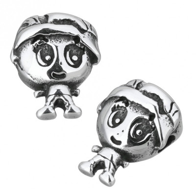 Surgical steel stick figure bead