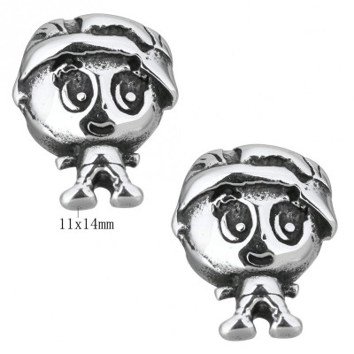 Surgical steel stick figure bead