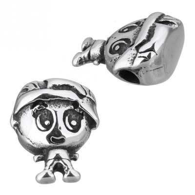 Surgical steel stick figure bead