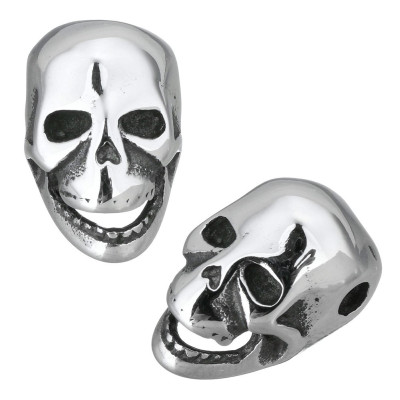 Surgical steel bead mask in the form of a skull