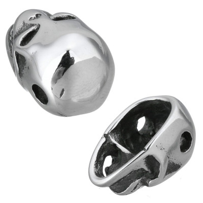 Surgical steel bead mask in the form of a skull