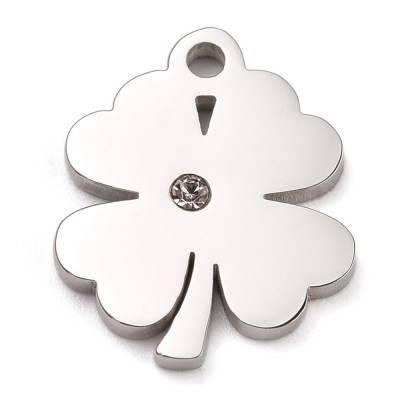 Four-leaf clover pendant with surgical steel chaton