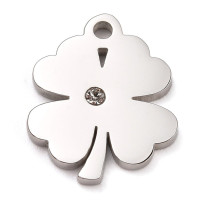 Four-leaf clover pendant with surgical steel chaton