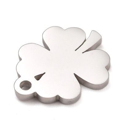 Four-leaf clover pendant with surgical steel chaton