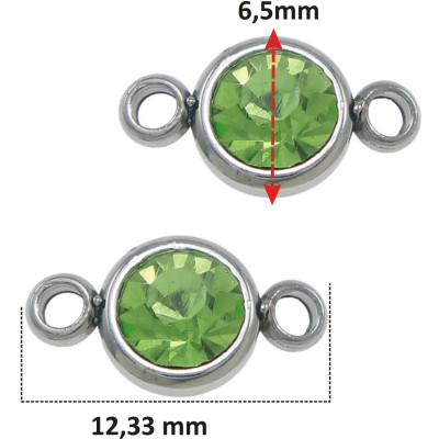 Circle-shaped bowl connector with Light Rose surgical steel chaton