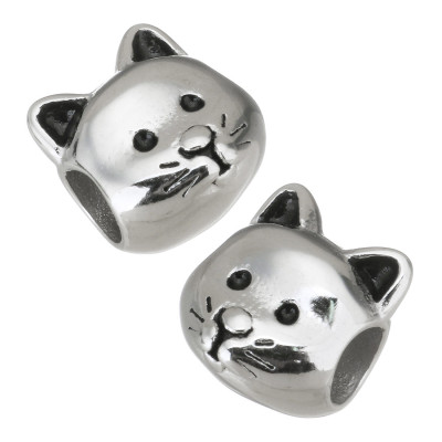 Korálek s velkým průvlekem hlava kočky chirurgická ocel