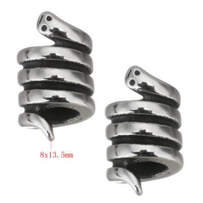 Bead spiral with surgical steel snake