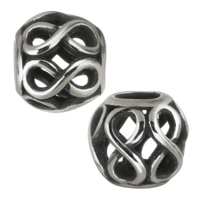 Large bead decorated with horizontal figure eight surgical steel