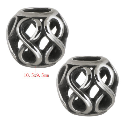 Large bead decorated with horizontal figure eight surgical steel