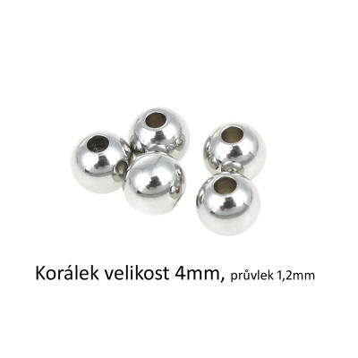 Korálek 4mm chirurgická ocel baleno po 100ks