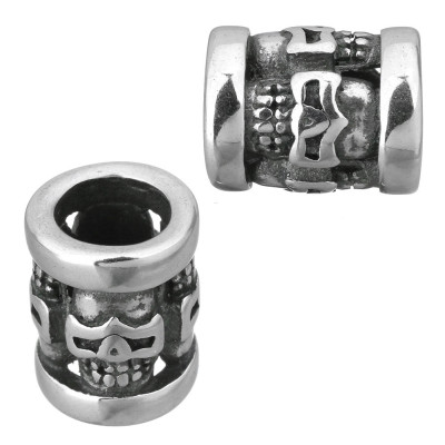 Large bead pruned with surgical steel skulls