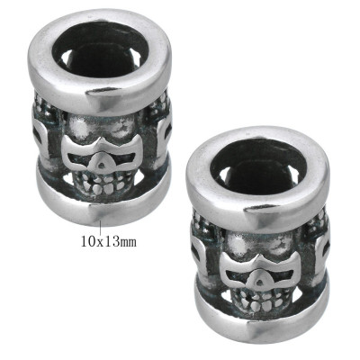 Large bead pruned with surgical steel skulls