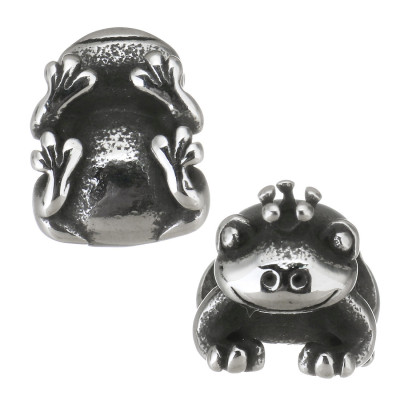 Bead frog with surgical steel crown
