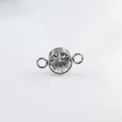 Connector with crystal color rhinestone from surgical steel
