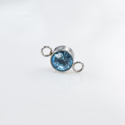 Connector with Aquamarine color chaton in surgical steel