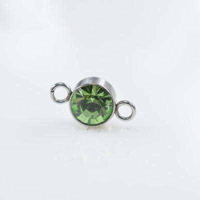 Circle-shaped bowl connector with Light Rose surgical steel chaton