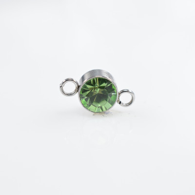 Circle-shaped bowl connector with Light Rose surgical steel chaton