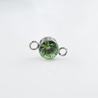 Connector with PERIDOT color chaton made of surgical steel