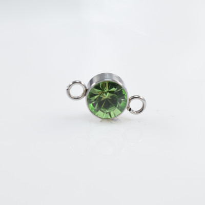 Circle-shaped bowl connector with Light Rose surgical steel chaton