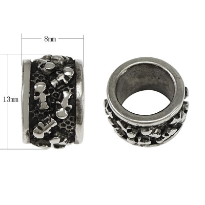 Bead Extension Ring with Surgical Steel Skull