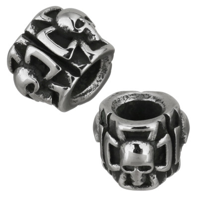 Bead Extension Ring with Surgical Steel Skull