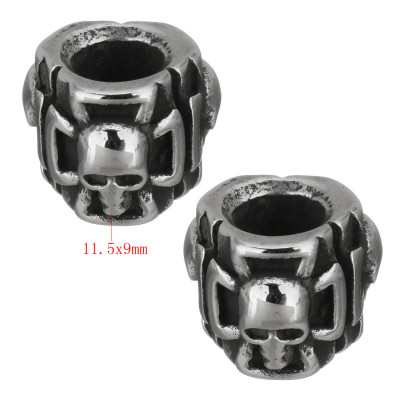 Bead Extension Ring with Surgical Steel Skull