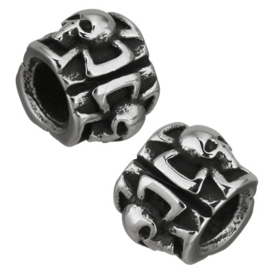 Bead Extension Ring with Surgical Steel Skull