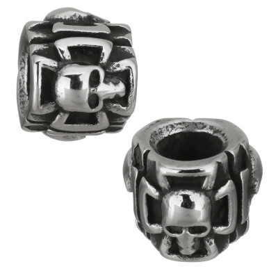 Bead Extension Ring with Surgical Steel Skull