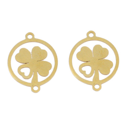 Four-leaf clover connector in two color variants, surgical steel