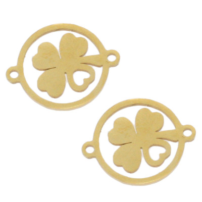 Four-leaf clover connector in two color variants, surgical steel