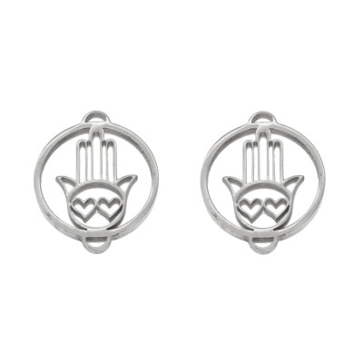 Hamsa connector with surgical steel hearts