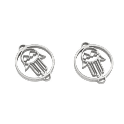 Hamsa connector with surgical steel hearts