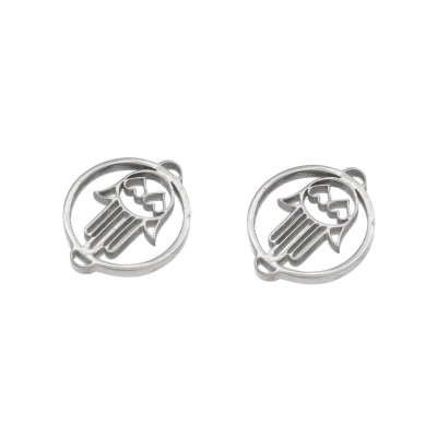 Hamsa connector with surgical steel hearts