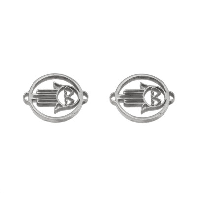 Hamsa connector with surgical steel hearts