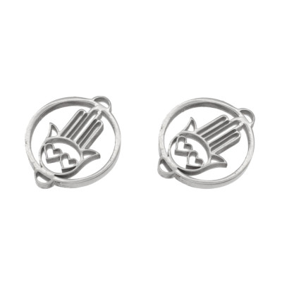 Hamsa connector with surgical steel hearts