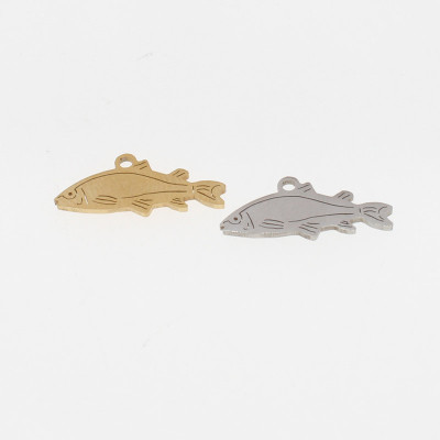 Surgical steel fish pendant two color variants