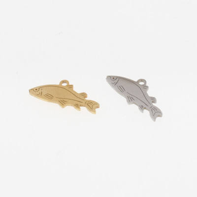Surgical steel fish pendant two color variants