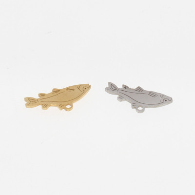 Surgical steel fish pendant two color variants