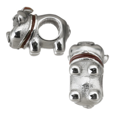 Bead piggy bank for luck with red surgical steel bow