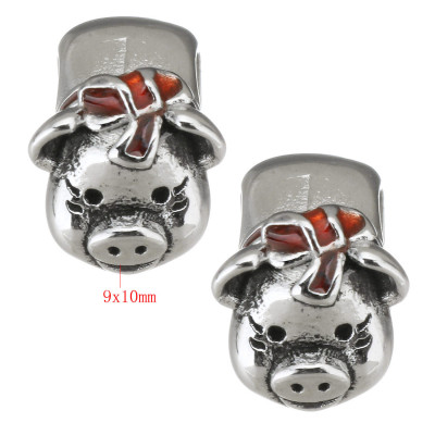 Bead piggy bank for luck with red surgical steel bow