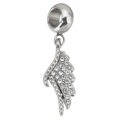Angel wing pendant with surgical steel chatons