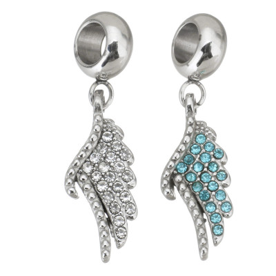 Angel wing pendant with surgical steel chatons