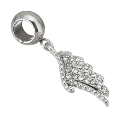 Angel wing pendant with surgical steel chatons