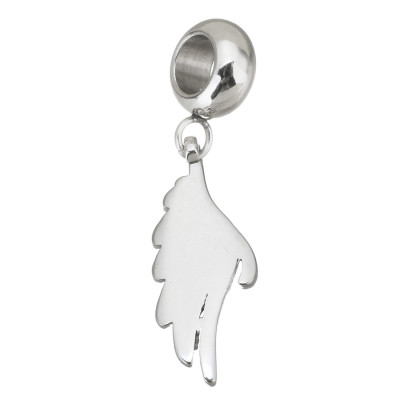 Angel wing pendant with surgical steel chatons